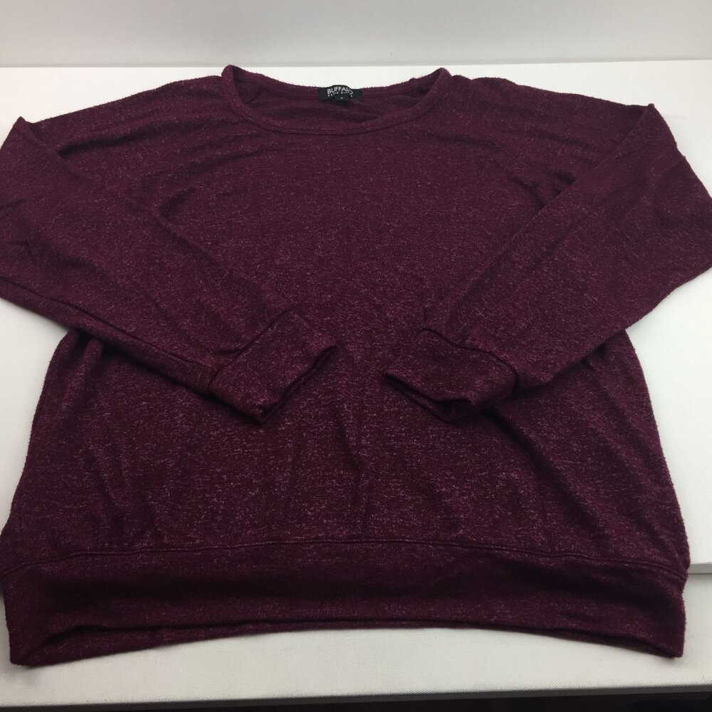 Buffalo David Bitton Womens Wine Burgundy Crewneck Tshirt Sweater Size Large